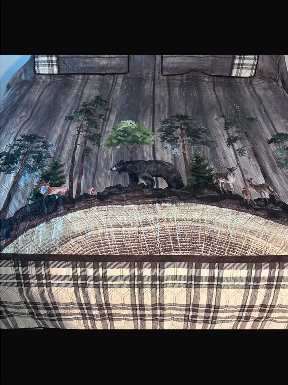 Beautiful Rustic Forest Life Wildlife Quilt king Size 2Shams